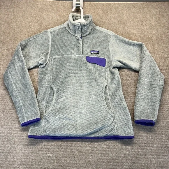 Patagonia Snap-T Fleece Pullover Women's Small Gray Purple Mock Polartec 25442 - Picture 1 of 11